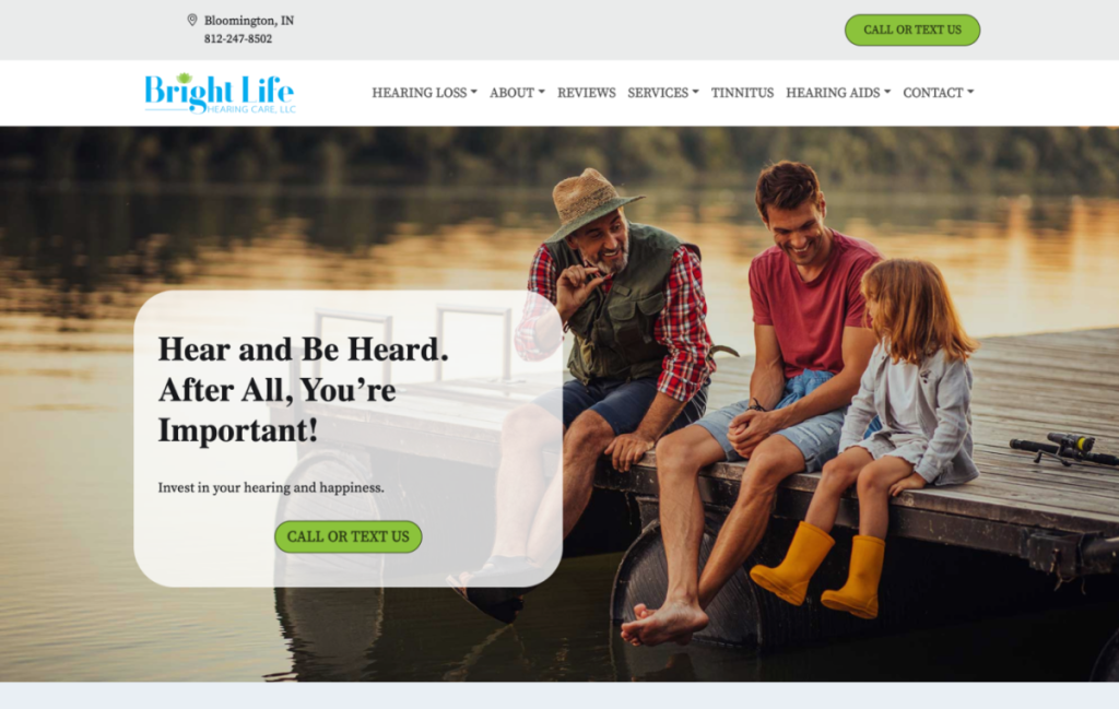 Bright Life Audiology Website Homepage 